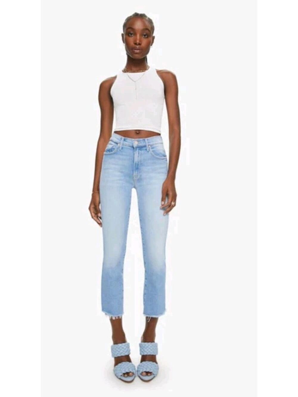 MOTHER Denim The Insider Crop Step Fray Jeans Sz 28 x 26 Designer Streetstyle